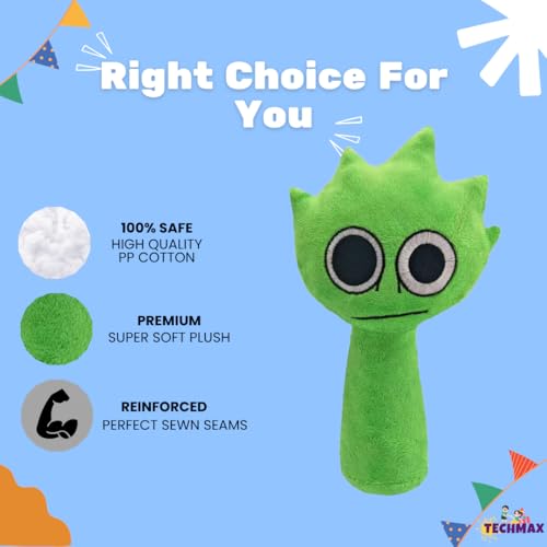 Image of Customized Text Green Double Eye Sprunki Plush Toys