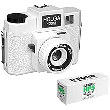 Holga 173-120 Holgawood 120N Medium Format Camera (Casablanco) Bundle with Black & White Negative Film (120 Roll Film)