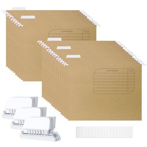 JIDHUHI A4 サスペンションファイル 25ポケット クラフト紙製 タブ・カード挿入口付き 学校・宿題・オフィス文書整理に (クラフト紙25個)