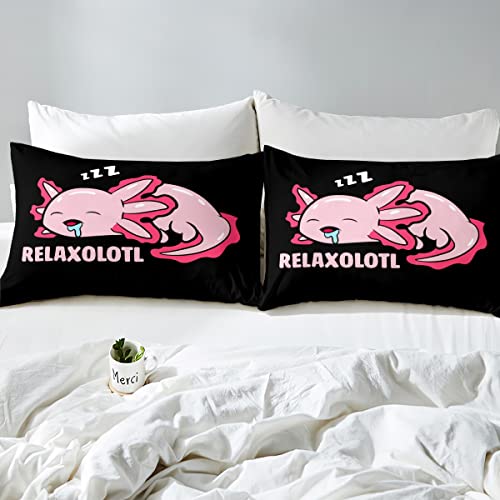 Toddler Cute Axolotl Comforter Cover Kids Cartoon Salamander Bedding Set Kawaii Ocean Sealife Duvet Cover for Children Boys Girls Reptile Animal Bedspread Cover Single Size - Image 4