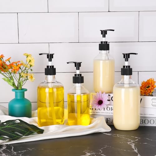 30 Pack Clear Plastic Bottles with Pump Dispenser, 8 oz Plastic Pump Bottle Dispenser, Shampoo Bottles Refillable with Pump, Refillable Containers, Soap Dispenser for Lotion, Essential Oil