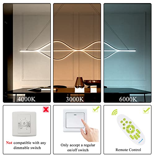 Chying Modern Led Chandelier With 52W Dimmable Led Pendant Light Adjustable Silicone Hanging Light Fixture With Remote Control Dining Rooms Kitchen Island Restaurant Living Room, 3000K-6000K, Black #TOP1