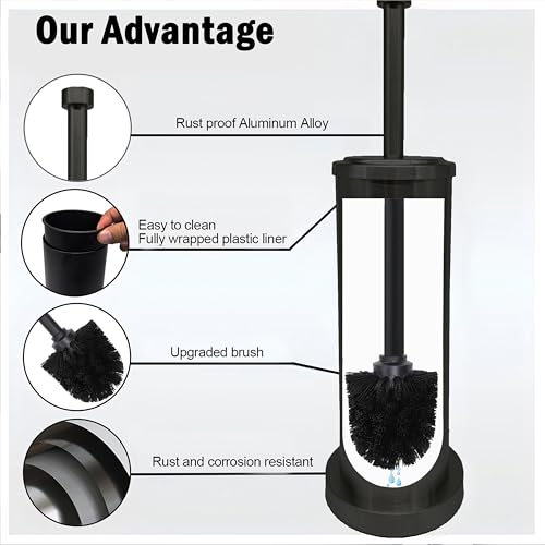 Image of Matte Black Toilet Bowl Brush with Holder, Durable Bathroom Cleaning Tool, Modern Design for Easy Toilet Maintenance, Bathroom Cleaner Brush for Efficient Cleaning and Hygiene