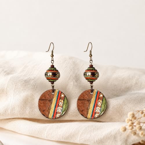 Image of Handcrafted Tribal & Dhokra Art Earrings for Women - Wooden, Nature-Inspired Statement Drop & Traditional Ethnic Designs