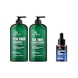 Botanic Hearth Tea tree Shampoo Conditioner 16 x 2 and Hyaluronic Face Serum 1 fl oz Combo Set