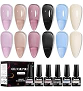 MTSSII Jelly Pink Blue Gel Nail Polish Set Gel Polish Kit 6 Transparent Colors Sheer Gel Nail Kit...