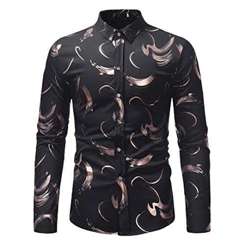 Chemise noire homme coupe régulière imprimée vintage Niiyyjj taille S