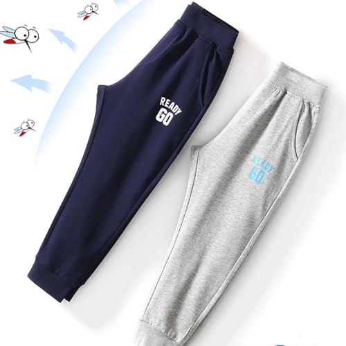 Boys Joggers with Pockets High Waist Sweatpants Kids Cuffed Trousers Athletic Sports Casual Track Pants for 1-11 Years4