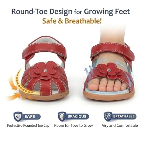 Image of Femizee Toddler Girls Leather Dress Sandals with Adjustable Strap