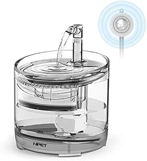 NPET Cat Water Fountain with Sensor, Ultra Quiet Pet Drinking Fountain for Cats, Automatic Cat Water Dispenser with 2 Filters, Drinking Bowl, Faucet, 3 Modes, Transparent, 1.5 L