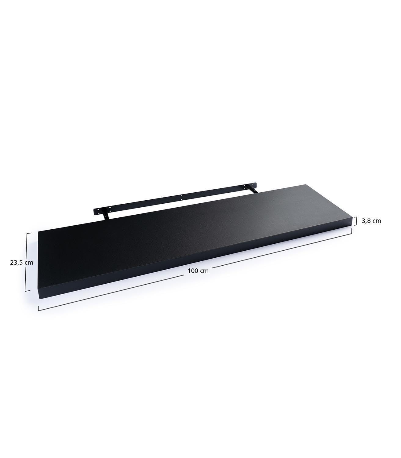 Wandboard - 100 x 23,5 cm - Schwarz matt - MDF - PVC - 2er Set