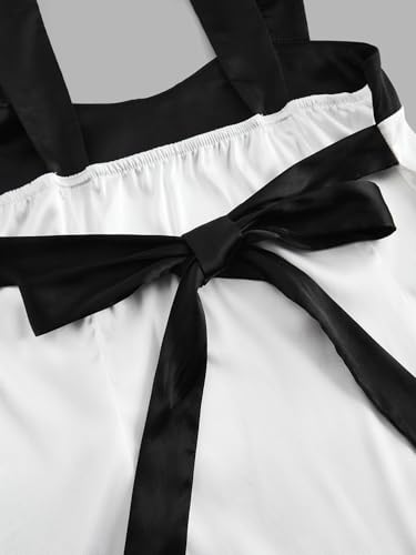 SHENHE Women's Satin Tie Back Tank Top Color Block Wide Strap Scoop Neck Silky Top 5