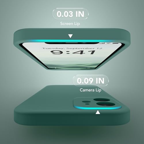 Image of Magnetic for iPhone 12 Case, Compatible with MagSafe, [Full Camera Protection][Screen Protector] Silicone Shockproof Protective Phone Case for iPhone 12 6.1 inch, Midnight Green