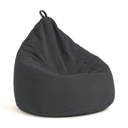 chilly pilley® Pouf en Velours côtelé avec Rembourrage EPS - Coussin d'assise, Coussin de Jeu, Plusieurs Couleurs, 85x125 Noir
