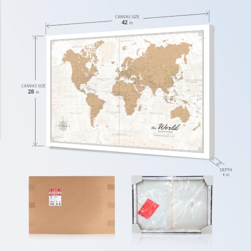 Image of IPIC Vintage World Map Pin Board and USA Map, Set of 2, Size 42x28 in