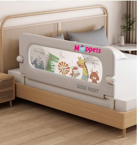 Image of Moppets Bed Rails for Baby Safety /Bed Side Protactor Guard from Falling with Instant Set up, 14 Level Hight Adjustment & Easy to Fold - (1.8 Meter / 6FT) Reinforced U Base - Pack of 1