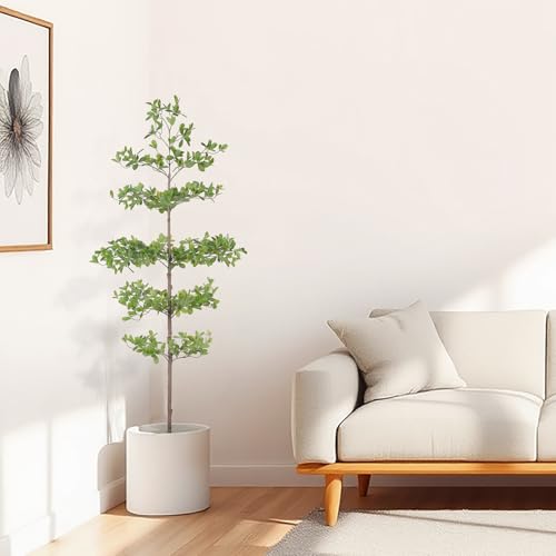 FEELEAD Artificial Black Olive Tree 6ft – Faux Shady Lady Tree with Natural Wood Branches & Realistic Green Leaves, 6 Feet Tall Potted Fake Olive Tree for Indoor Home or Office Decor by FEELEAD - Used condition - Image 7