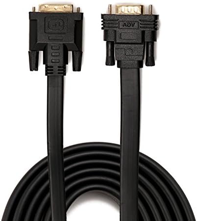 Active DVI to VGA, YIWENTEC DVI 24+1 DVI-D M to VGA Male With Chip Flat Cable Adapter Converter for PC DVD Monitor HDTV 2M (Deep Black)