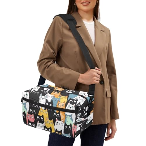 Image of Drnuikhe Cartoon Cat Large Knitting Bags and Totes Organizer, Lightweight Yarn Bag Knitting & Crochet Supplies Crochet Gift for Mother Wife