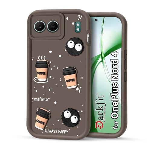 Image of Back Case Cover Compatible with OnePlus Nord 4 5G | Cute Fun Cartoon Ball 3D Coffee Silicone Case | Body Protection | Camera Protection | Shock Proof | Color Brown | Pack of 1