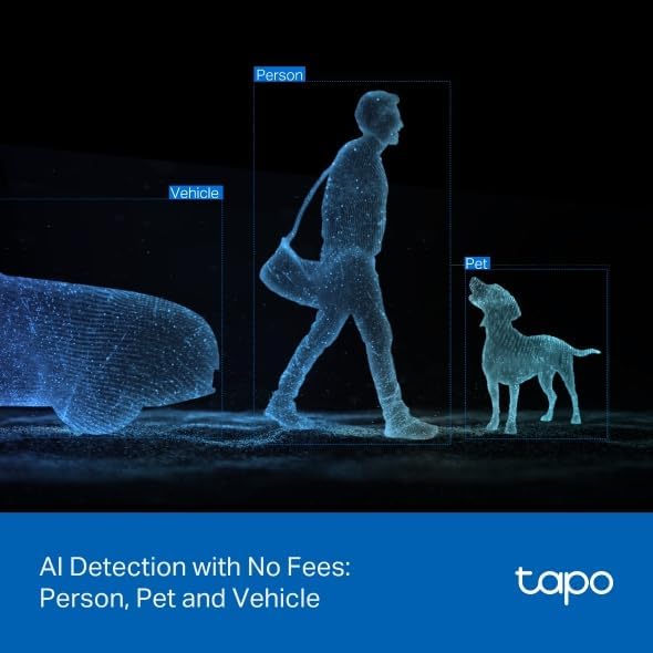 Tapo C545D – Cámara de Seguridad Exterior Wi‑Fi 2K Dual Lente Pan/Tilt con Seguimiento Inteligente, visión Nocturna a Color, detección IA de Personas/Mascotas/vehículos y Audio bidireccional 12