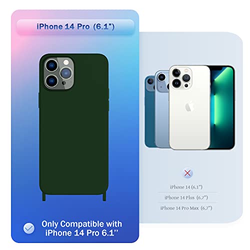 Image of Compatible with iPhone 14 Pro Case with Lanyard Crossbody iPhone Case with Strap Adjustable Shockproof Drop Protection Silicone Phone Cover for iPhone 14 Pro 6.1'' Midnight Green