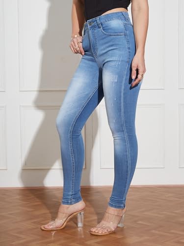 Image of Miss Chase Women's Skinny High Rise Regular /Cropped Length Stretchable Denim Jeans