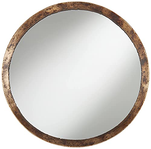 Uttermost Tortin Round Vanity Decorative Wall Mirror Rustic Vintage Multi-Tonal Hammered Jagged Metal Frame 34" Wide Decor For Bathroom Bedroom Living Room Home House Office Entryway #TOP1