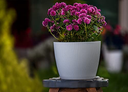 Home Garden Ornaments Decorative Small Plant Pots Indoor - Striped Indoor Plant Pot for Home and Garden (Diameter 13.5cm, White) - Image 3