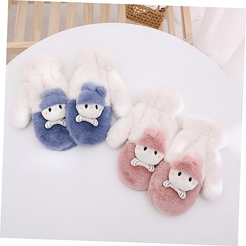 1pair Cartoon Gloves for Boys and Girls Thick Hand Warmers Cozy Doll Model Mittens for Cold Days Easy to Clean and Maintain4