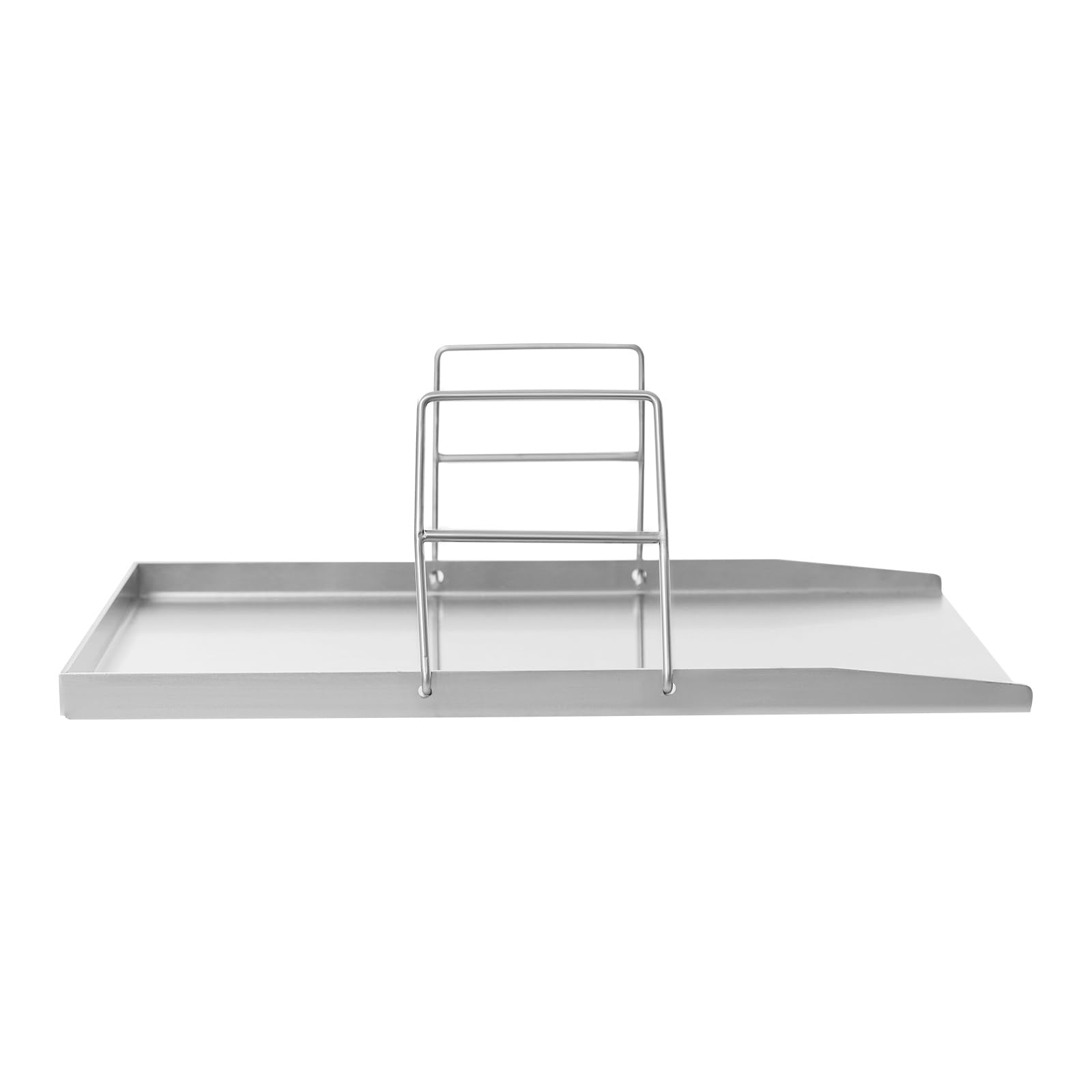Plancha de acero inoxidable para barbacoa, camping, pícnic, con 2 asas, apta para lavavajillas, inoxidable, para carne, pescado y verduras (plata, 48 x 34 cm)