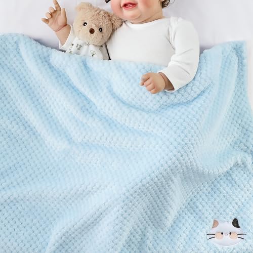 Image of CREVENT 75cmX100cm Cute Cozy Fluffy Warm Baby Blanket for Girls Infants Toddlers' Bedding Crib Cot Stroller, Baby Shower Birthday Newborn's Gift Pink- Cat