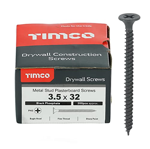 TIMCO PH2 Philips Drywall Screws - 3.5 x 32 - Grey - Box of 200