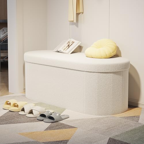 Banc à chaussures avec grand espace de rangement blanc pour entrée et salon