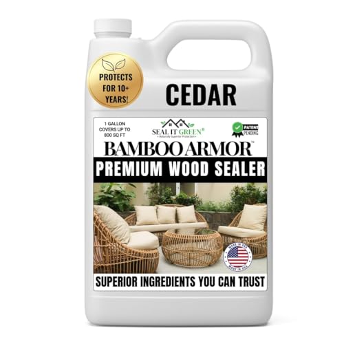 Seal It Green Xtreme BAMBOO Sealer| Plant-Based Wood Sealer | Deep Protection for Decks, Fences, Furniture & Outdoor Structures | Waterproof Exterior Treatment | 1 Gallon, Cedar