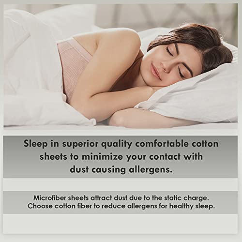 Soft 600 Thread Count Cotton White Queen Size Sheets Set, 100% Long Staple Cotton Cool Sateen Bed Sheets, Deep Pocket Sheet Fit Upto 15 Inch (White Queen Cotton Sheets) #TOP5