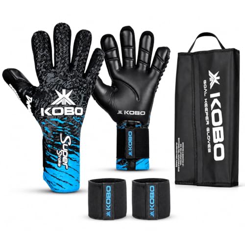 Image of Kobo GKG-44 Professional Football Soccer Goalkeeper Gloves for Men, Boys & Kids with 4mm German Latex Palm (6.5)