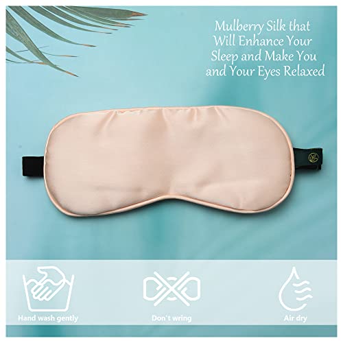 Image of Natural Mulberry Silk Eye Mask, Ultra Smooth Adjustable Sleep Mask and Blind Fold | For Sleeping, Travelling, Relaxation, Blind Fold & Meditation | Eye-cover Light blocker (Rose Gold)