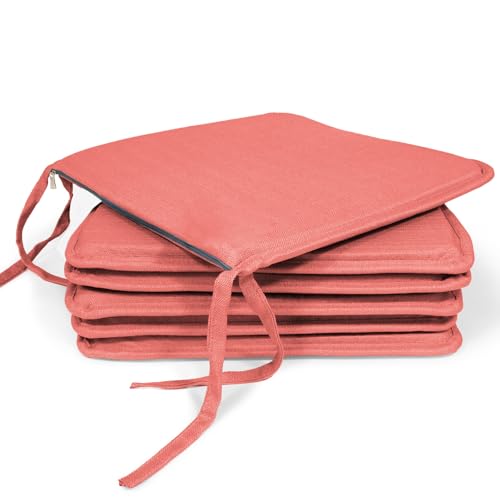 MANEMI Embalagem de 6 almofadas para cadeira 40 x 40 x 2 cm, almofada decorativa com textura de bambu para cadeira, sofá ou sala de jantar, conjunto de almofadas de assento estilo rústico e respirável