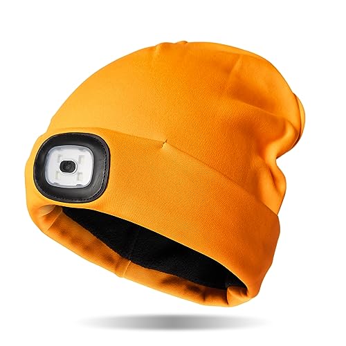 Image of Classic Rechargeable LED Warm Knit Beanie Head Light Hat Headlamp for Outdoor Activities