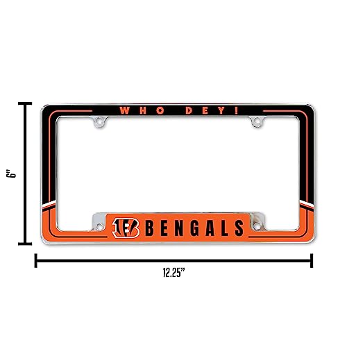 Marco de matrícula de Cincinnati Bengals bicolor cromado de 12x6 para coche 6