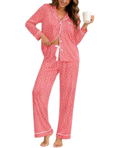 Image of ZMJ Womens Pajamas Sets 2 Piece Long Sleeve and Pant Pj Sets Button Up Sleepwear