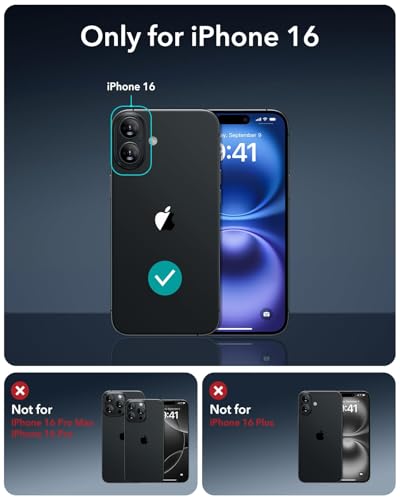 ESR for iPhone 16 Case, Compatible with MagSafe, Shockproof Military-Grade Protection, TPU, Magnetic Phone Case for iPhone 16, Classic Hybrid Case (HaloLock), Clear