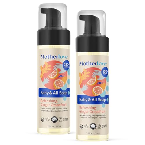 Image of Motherlove Baby & All Soap (2 pack, 7.1 oz) Gentle Foaming All-Purpose Castile Soap Made with Organic Ingredients – Refreshing Ginger Grapefruit