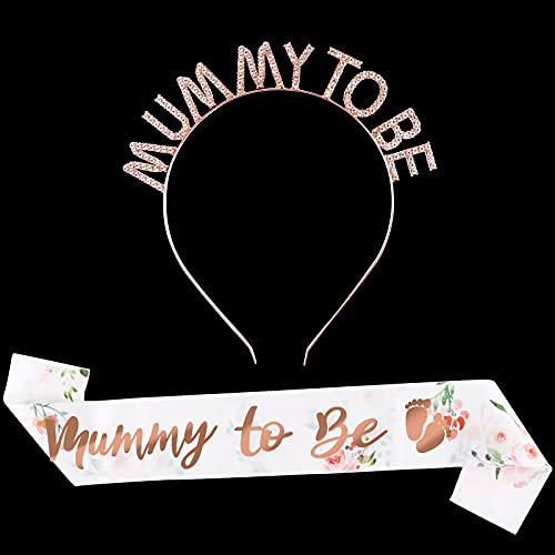 Mummy To Be Sjerp voor baby's, 2 stuks, met kroon, babyshower, feestdecoratie, babyshower, haarsieraad, zwangerschapsdecoratie voor zwangere vrouwen, aanhoudende moeder, cadeau, babyshower, decoratie (roségoud) - Image 3
