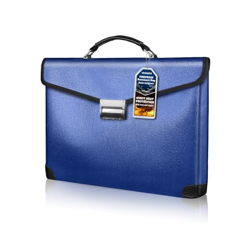 RERAMDO Fireproof Document Bag 14.5"X11"X2.5" Fireproof Money Bag for Cash with Lock and Zipper,Fire&Waterproof Storage Organizer Pouch for Valuables,Legal Document,Laptop,Passport, (Blue) RERAMDO Fireproof Document Bag 14.5"X11"X2.5" Fireproof Money Bag for Cash with Lock and Zipper,Fire&Waterproof Storage Organizer Pouch for Valuables,Legal Document,Laptop,Passport, (Blue)
