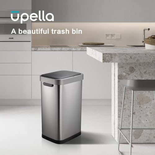 Image of 13 Gallon Trash Can, Touchless Stainless Steel Kitchen (Titanium) | Automatic Motion Sensor Lid | 50L Fits 13 Gal Tall Kitchen Bags | Anti-Fingerprint Brushed Finish | For Home Office