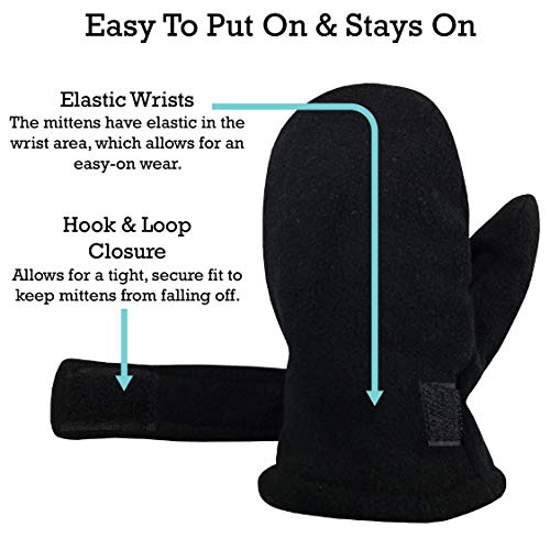 Image of N'Ice Caps Little Kids and Baby Easy-On Sherpa Lined Fleece Mittens - 2 Pair Pack