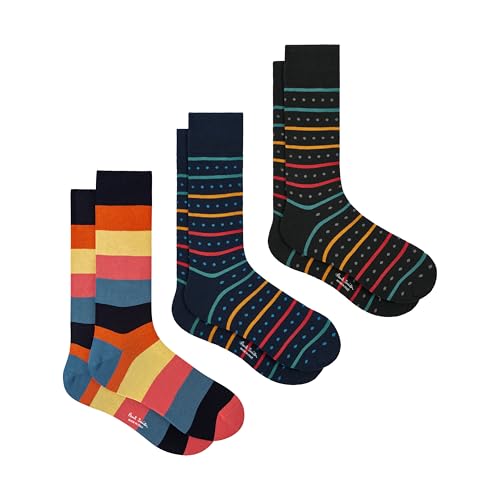 PS Paul Smith Men's Three-Pack Artist Socks, Artist Stripe, One Size