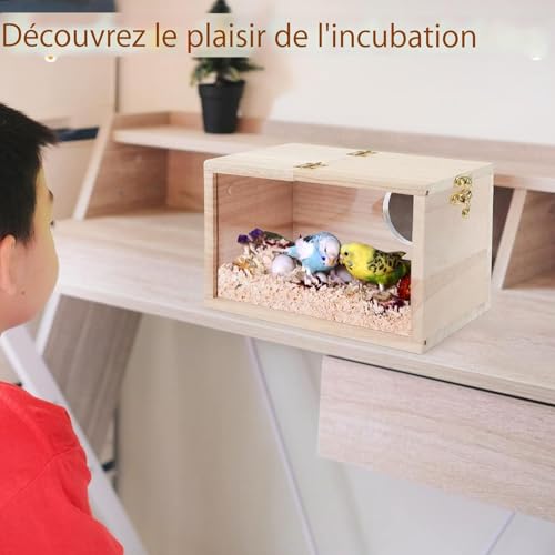 Breeding Box for Cockatiels, Wooden Nest Box for Parakeets, Bird House – vue 3